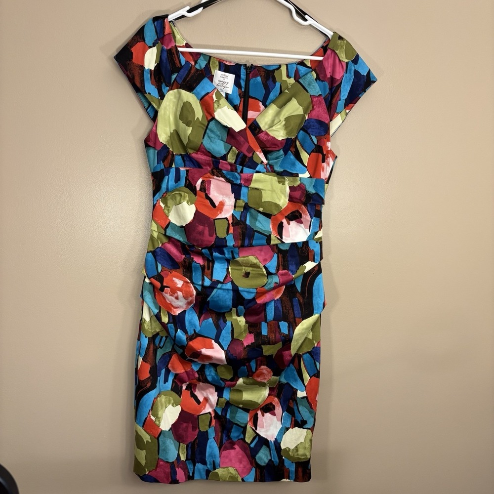 Suzi Chin For Maggy Boutique Abstract Flower Dress Women's Size 8